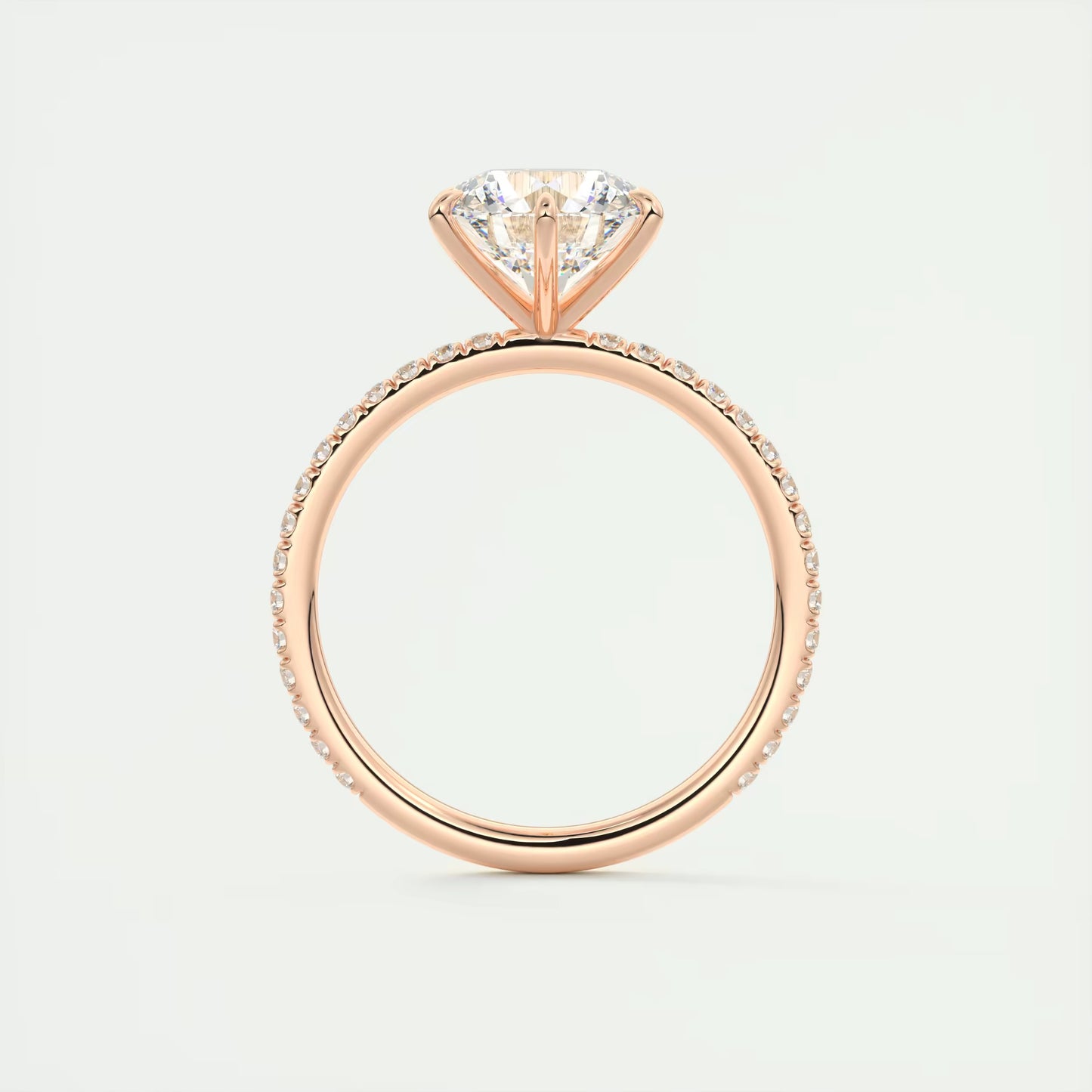 2.30 Ct Harper Pavé Round Center with 1.5mm French Set Pavé six claw prongs Ring