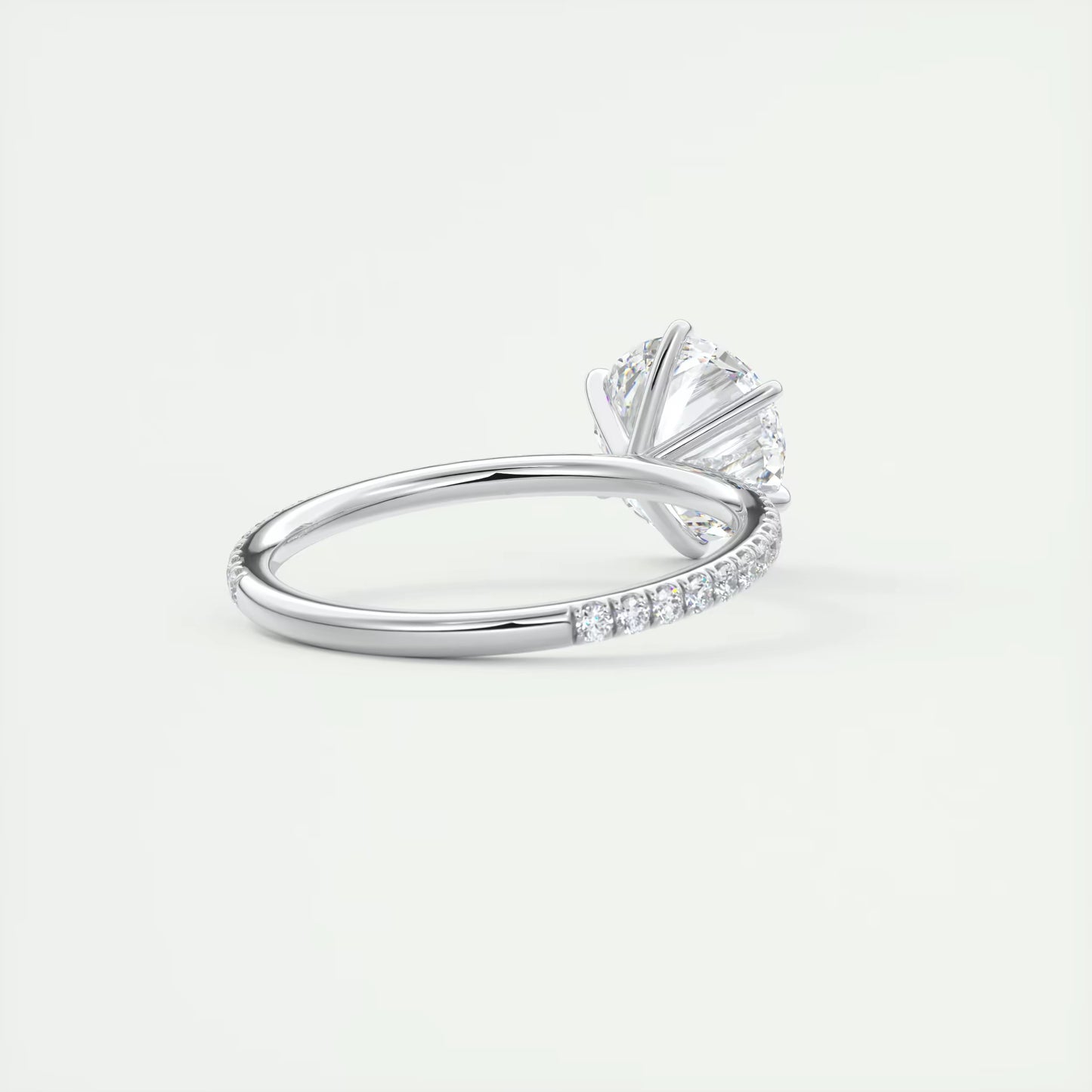 2.30 Ct Harper Pavé Round Center with 1.5mm French Set Pavé six claw prongs Ring