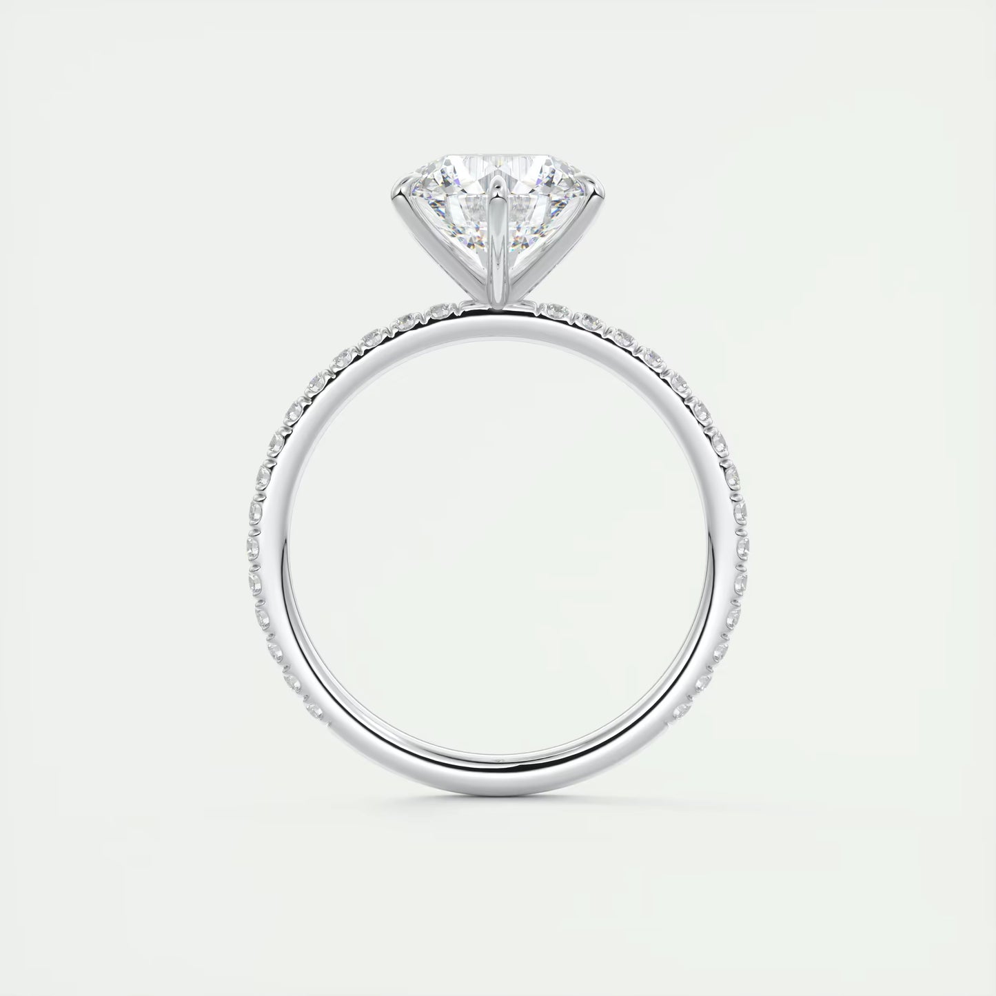 2.30 Ct Harper Pavé Round Center with 1.5mm French Set Pavé six claw prongs Ring