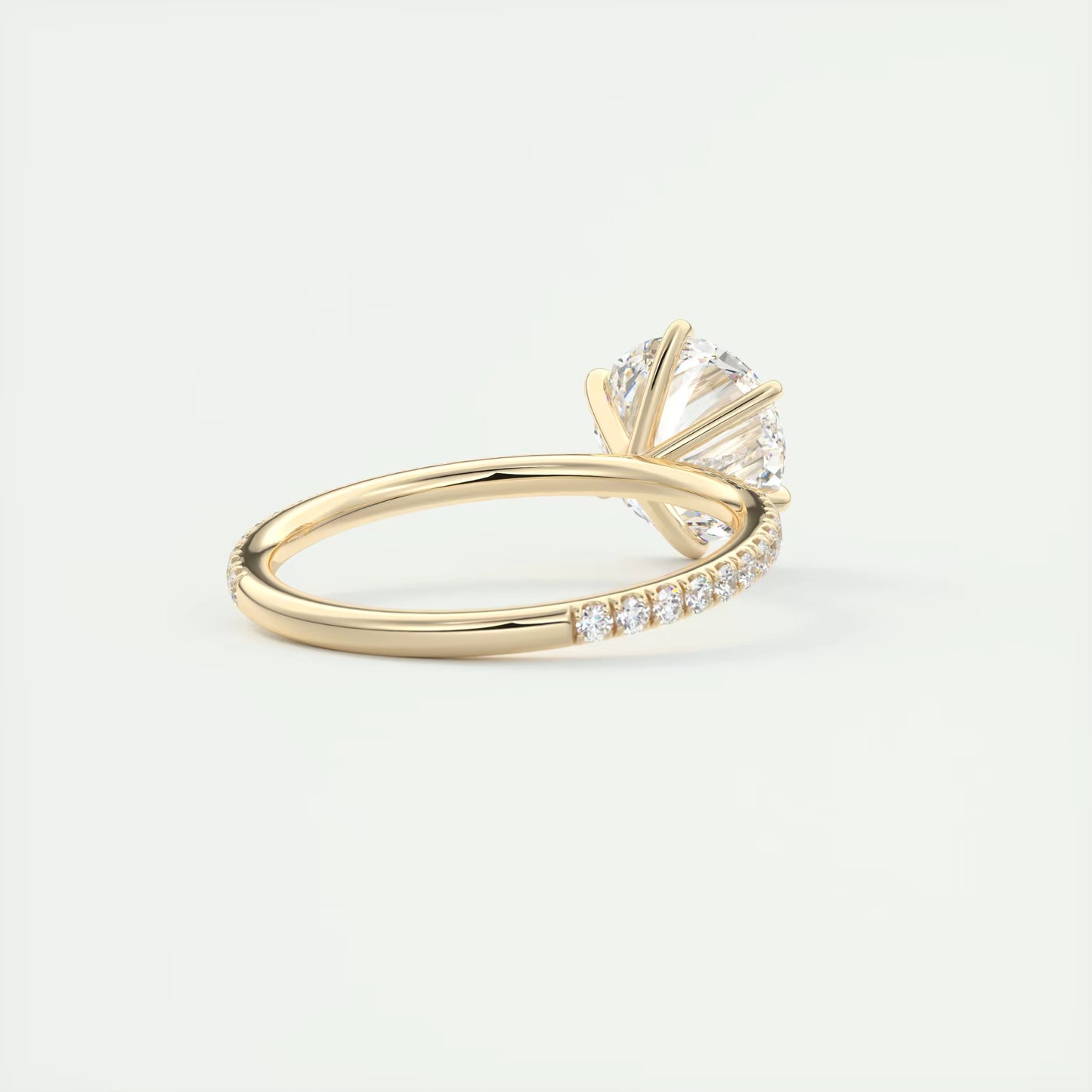 2.30 Ct Harper Pavé Round Center with 1.5mm French Set Pavé six claw prongs Ring