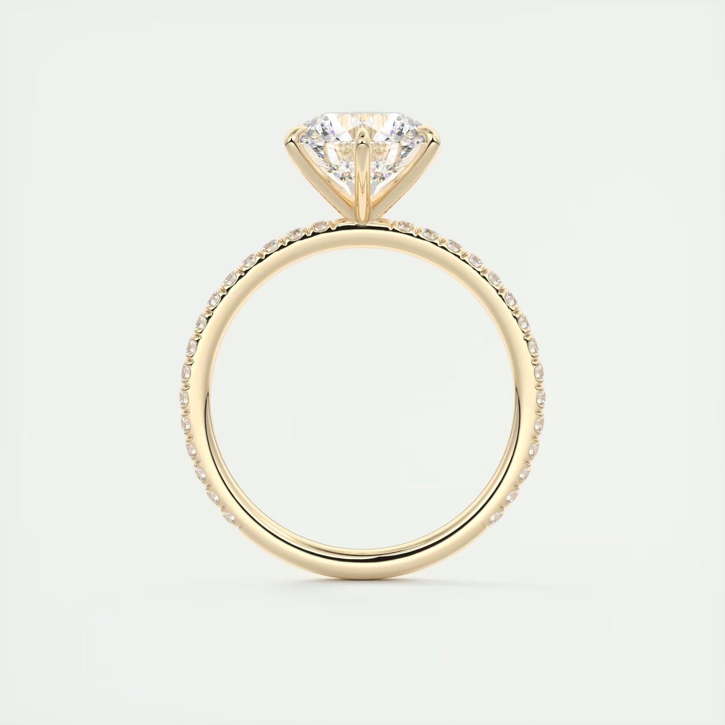 2.30 Ct Harper Pavé Round Center with 1.5mm French Set Pavé six claw prongs Ring