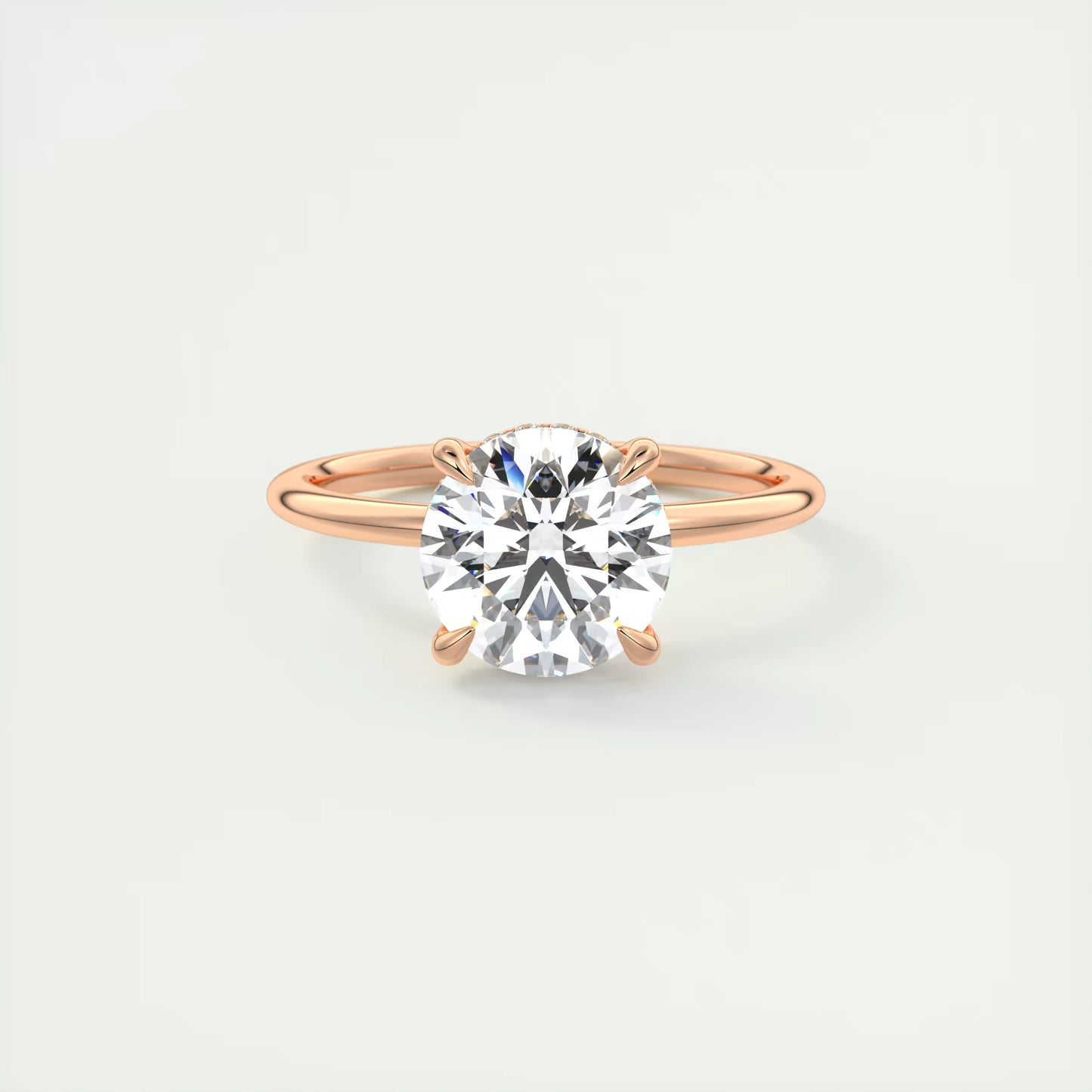 4-5 GM Round Solitaire Ring with French set Hidden Halo Engagement Rings