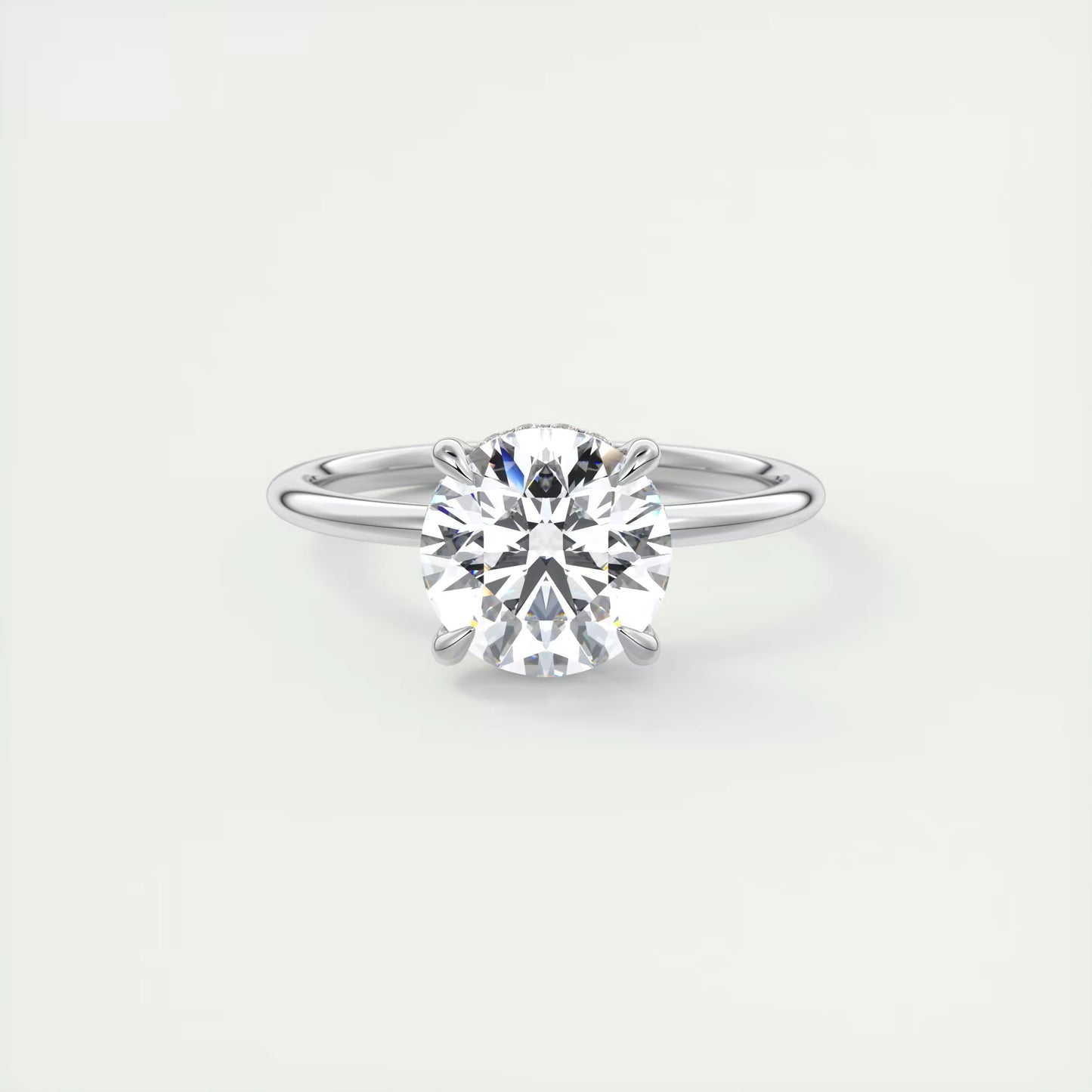 4-5 GM Round Solitaire Ring with French set Hidden Halo Engagement Rings