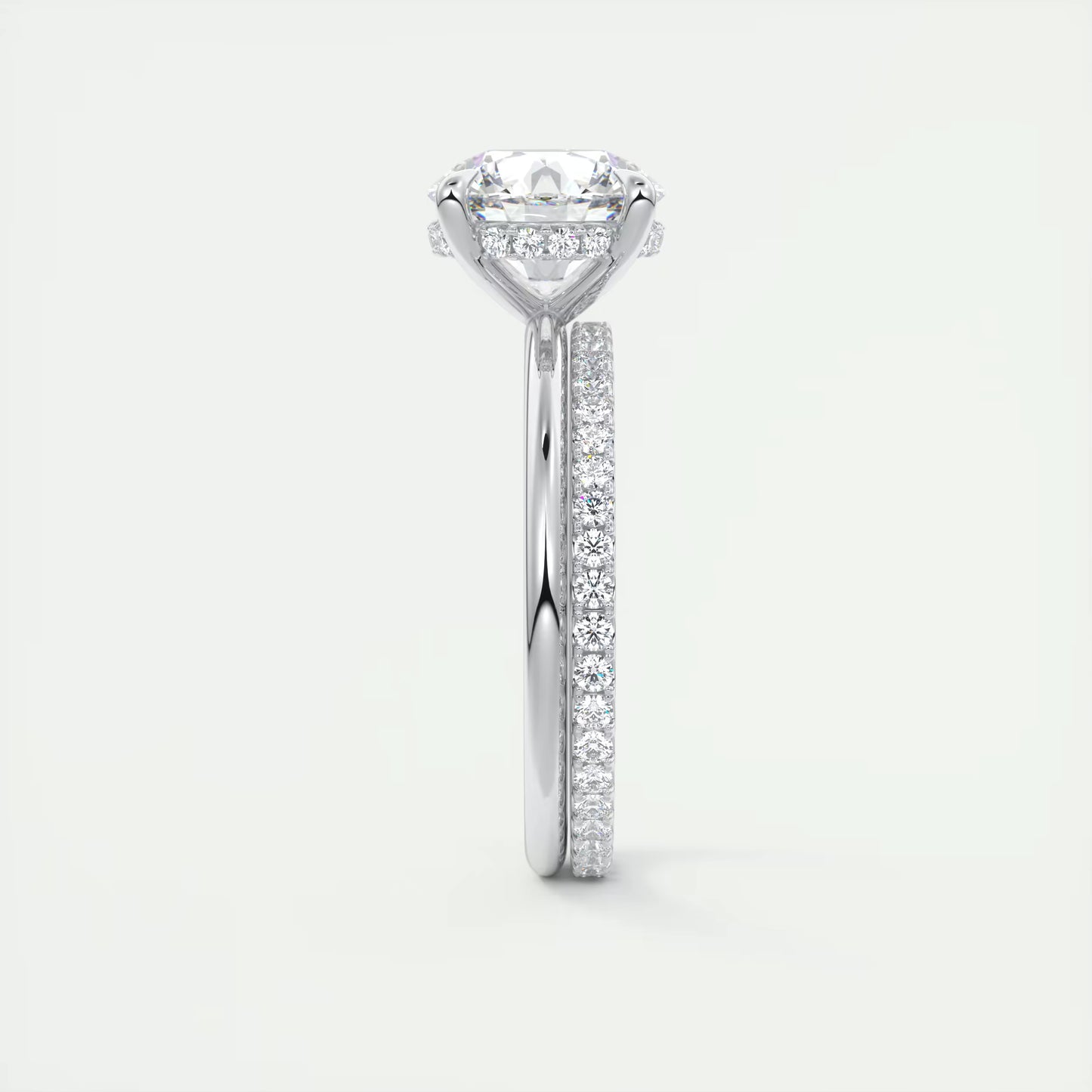 4-5 GM Round Solitaire Ring with French set Hidden Halo Engagement Rings