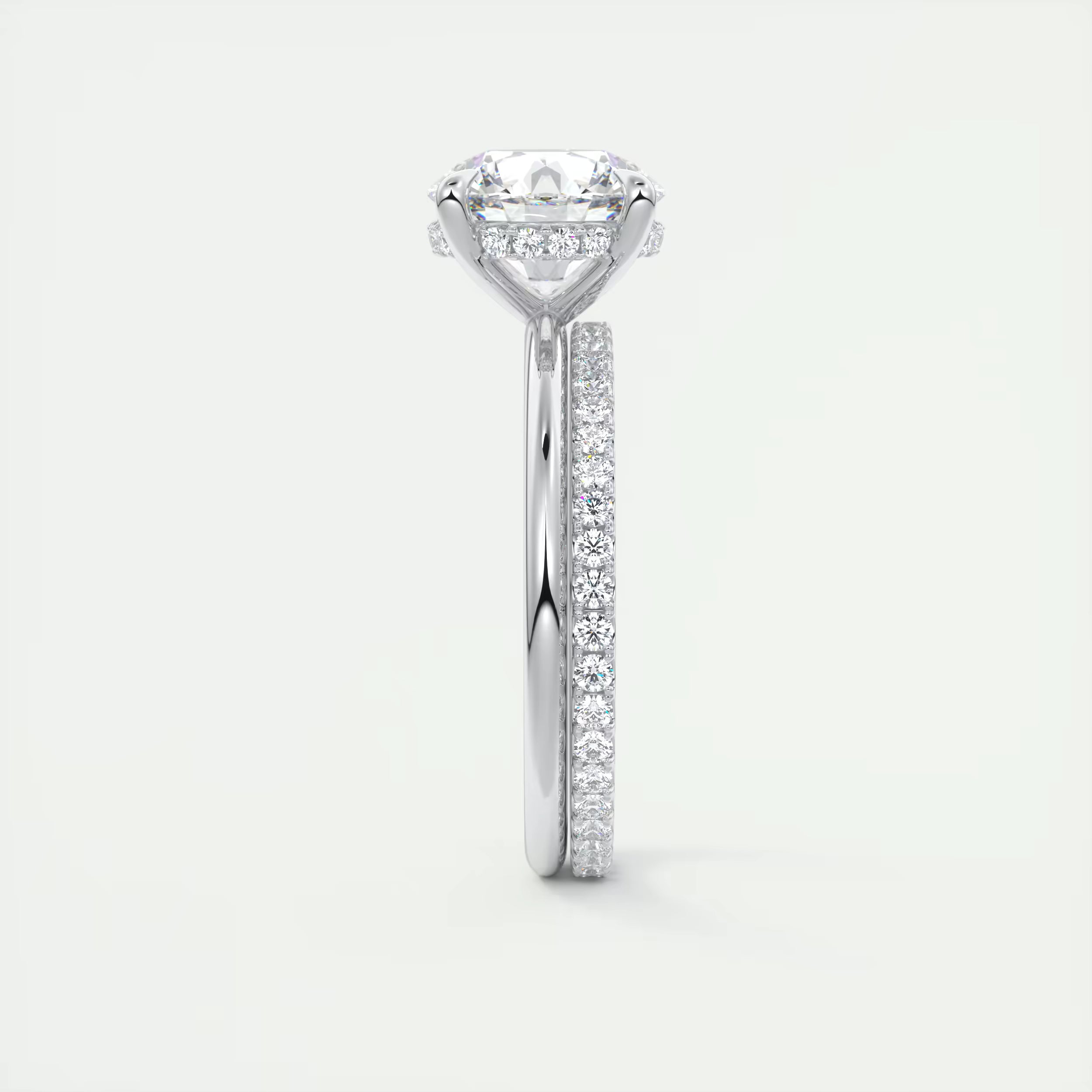 2.50 Ct Round Solitaire Ring with French set Hidden Halo Engagement Rings
