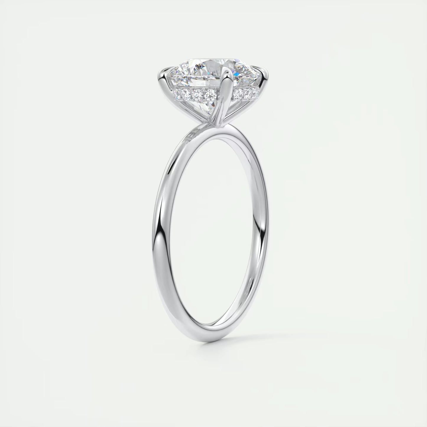 4-5 GM Round Solitaire Ring with French set Hidden Halo Engagement Rings