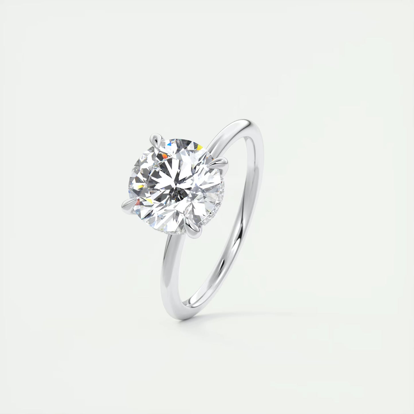 4-5 GM Round Solitaire Ring with French set Hidden Halo Engagement Rings