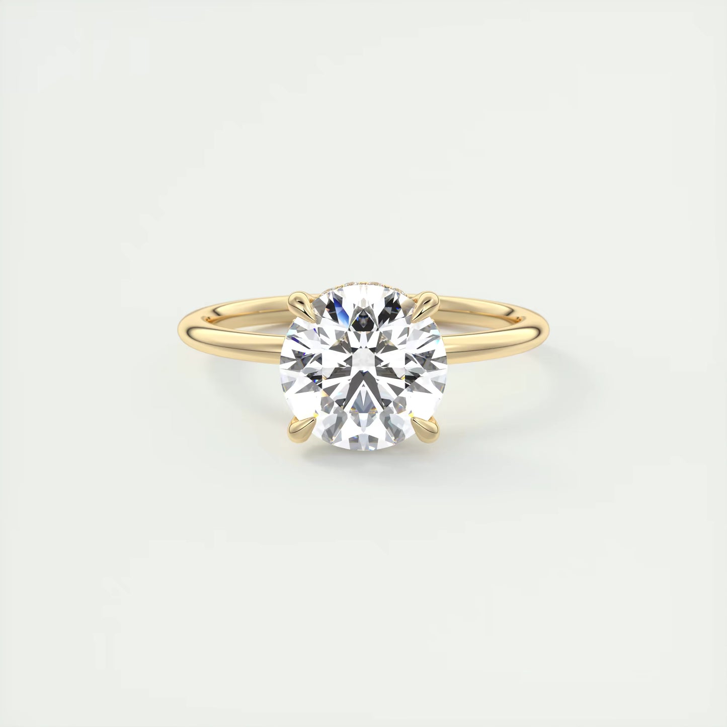 4-5 GM Round Solitaire Ring with French set Hidden Halo Engagement Rings