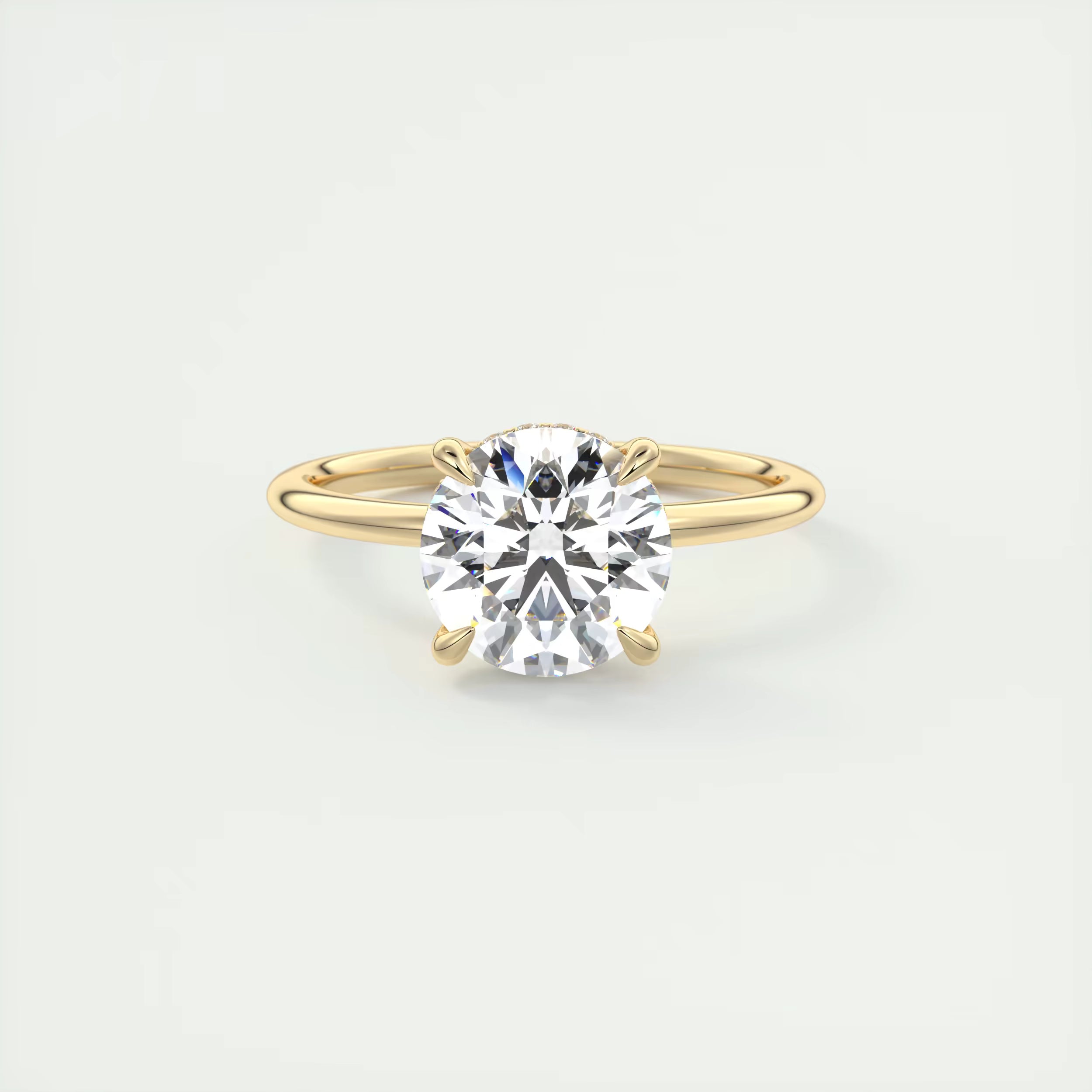 2.50 Ct Round Solitaire Ring with French set Hidden Halo Engagement Rings