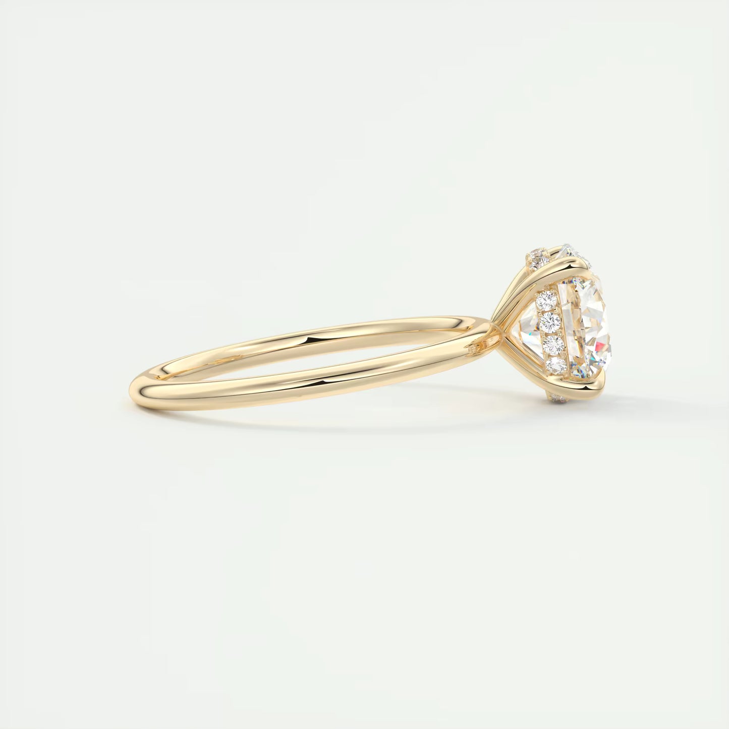 4-5 GM Round Solitaire Ring with French set Hidden Halo Engagement Rings