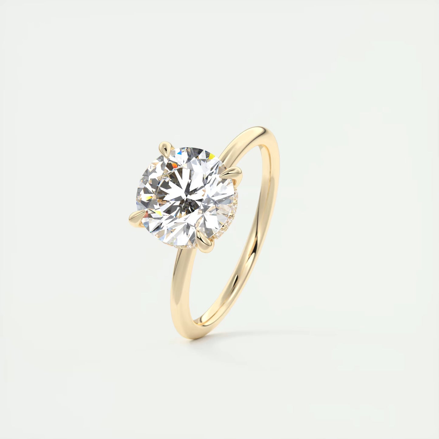 4-5 GM Round Solitaire Ring with French set Hidden Halo Engagement Rings
