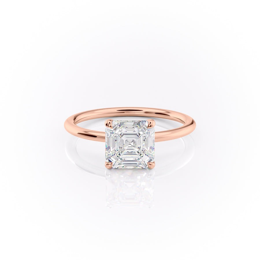 2.50 Ct In Asscher Bardot Scallop Engagement Ring