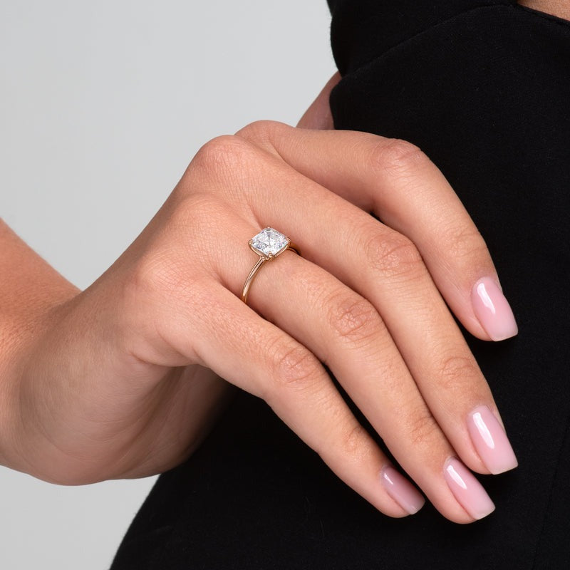2.50 Ct In Asscher Bardot Scallop Engagement Ring