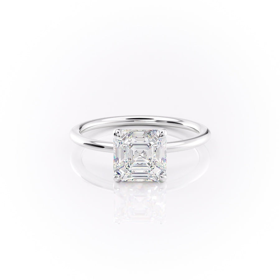 2.50 Ct In Asscher Bardot Scallop Engagement Ring