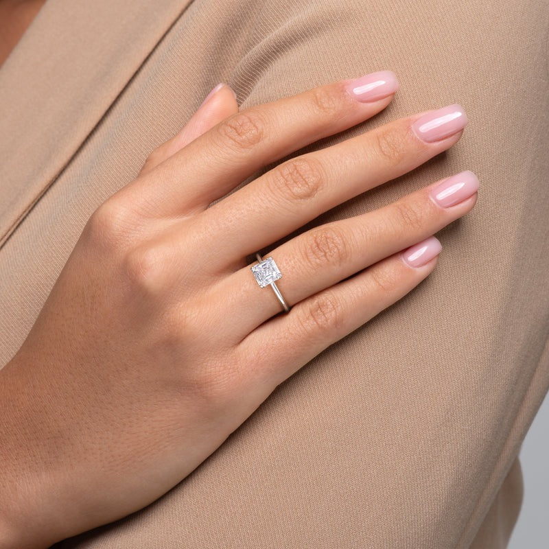 2.50 Ct In Asscher Bardot Scallop Engagement Ring
