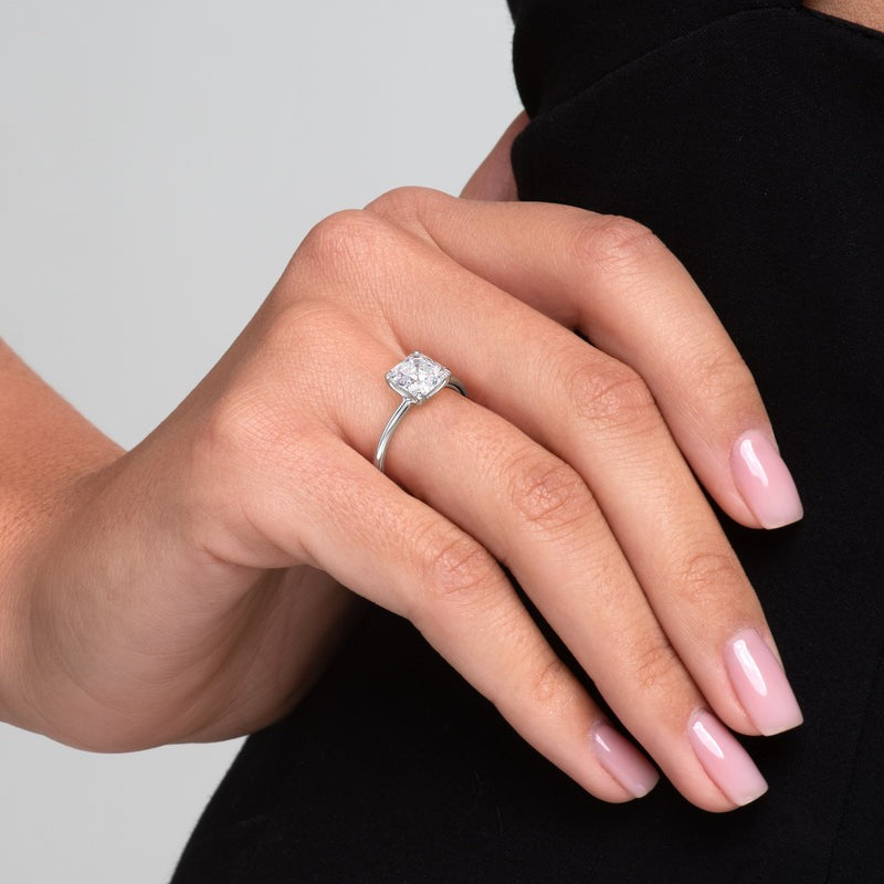 2.50 Ct In Asscher Bardot Scallop Engagement Ring
