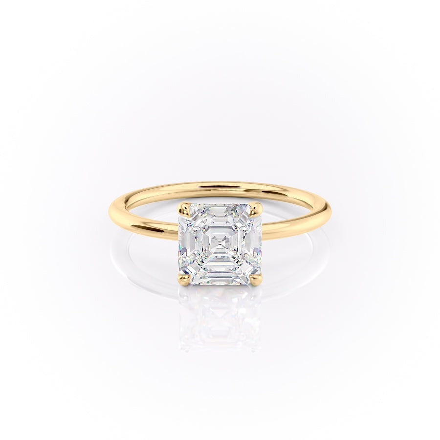 2.50 Ct In Asscher Bardot Scallop Engagement Ring