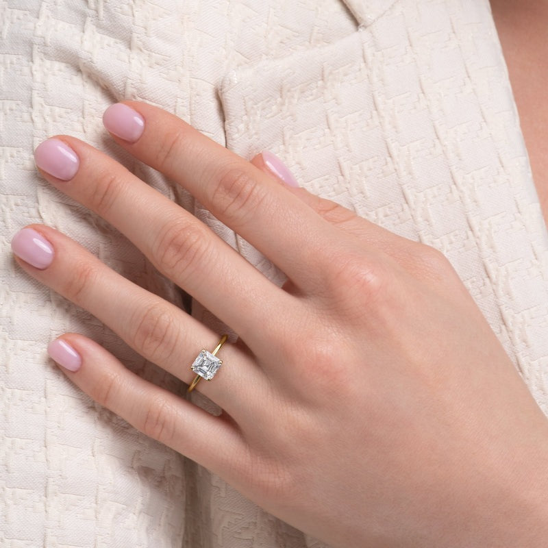 2.50 Ct In Asscher Bardot Scallop Engagement Ring