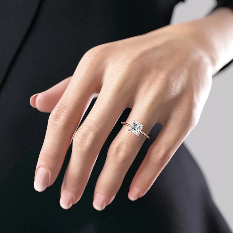 2.00 Ct In Princess Bardot Scallop Engagement Ring