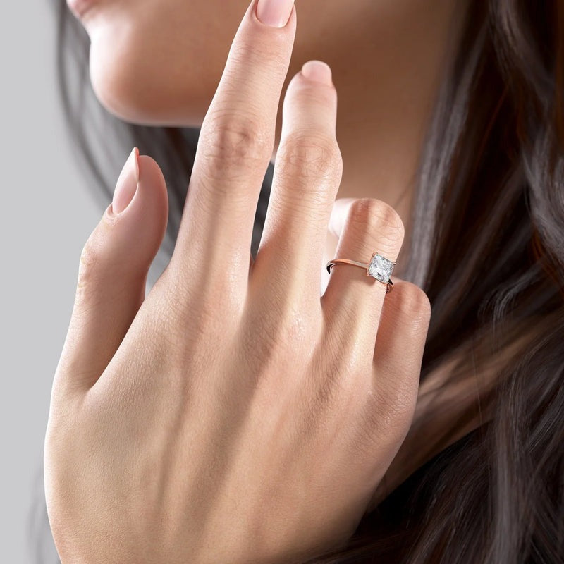 2.00 Ct In Princess Bardot Scallop Engagement Ring