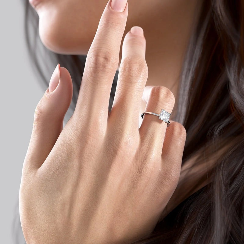 2.00 Ct In Princess Bardot Scallop Engagement Ring