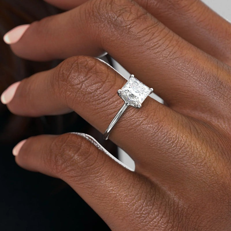 2.00 Ct In Princess Bardot Scallop Engagement Ring