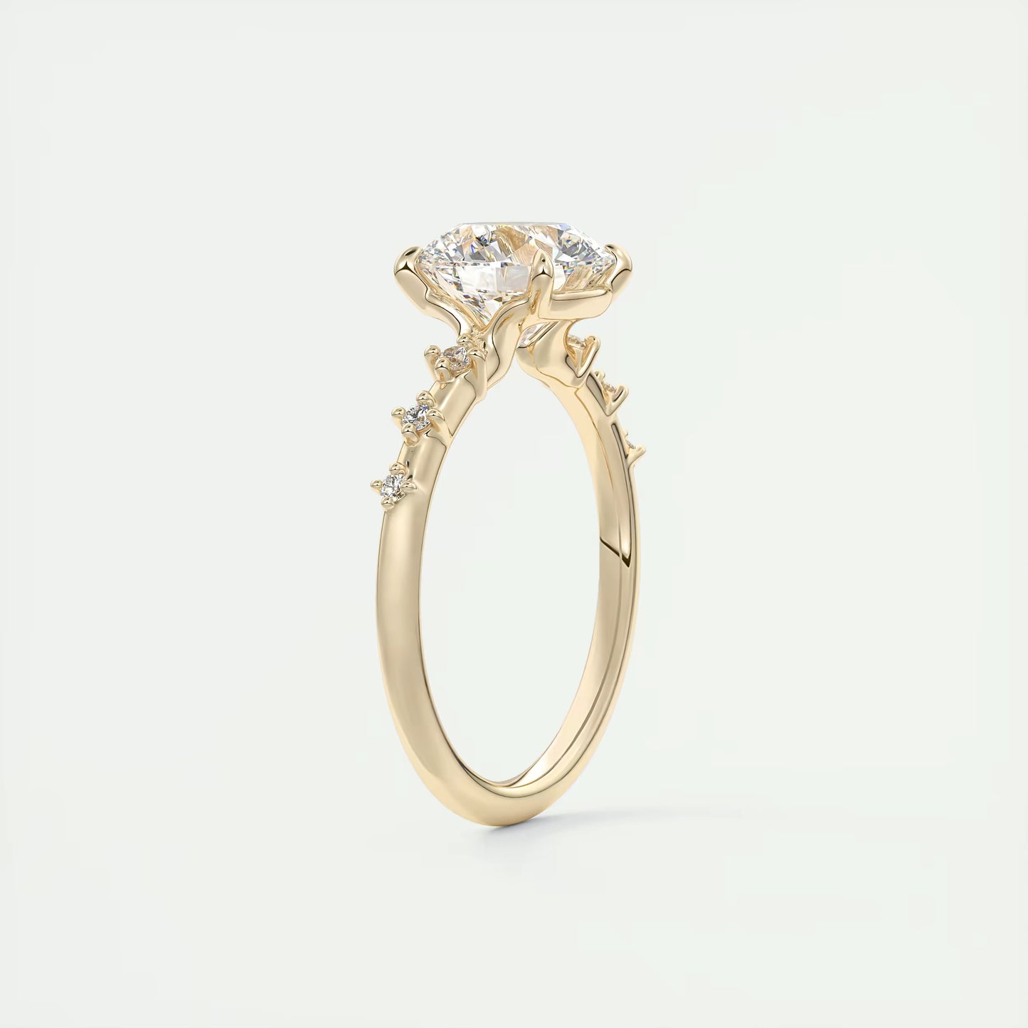 5-6 GM Round Solitaire Vintage Style Engagement Ring