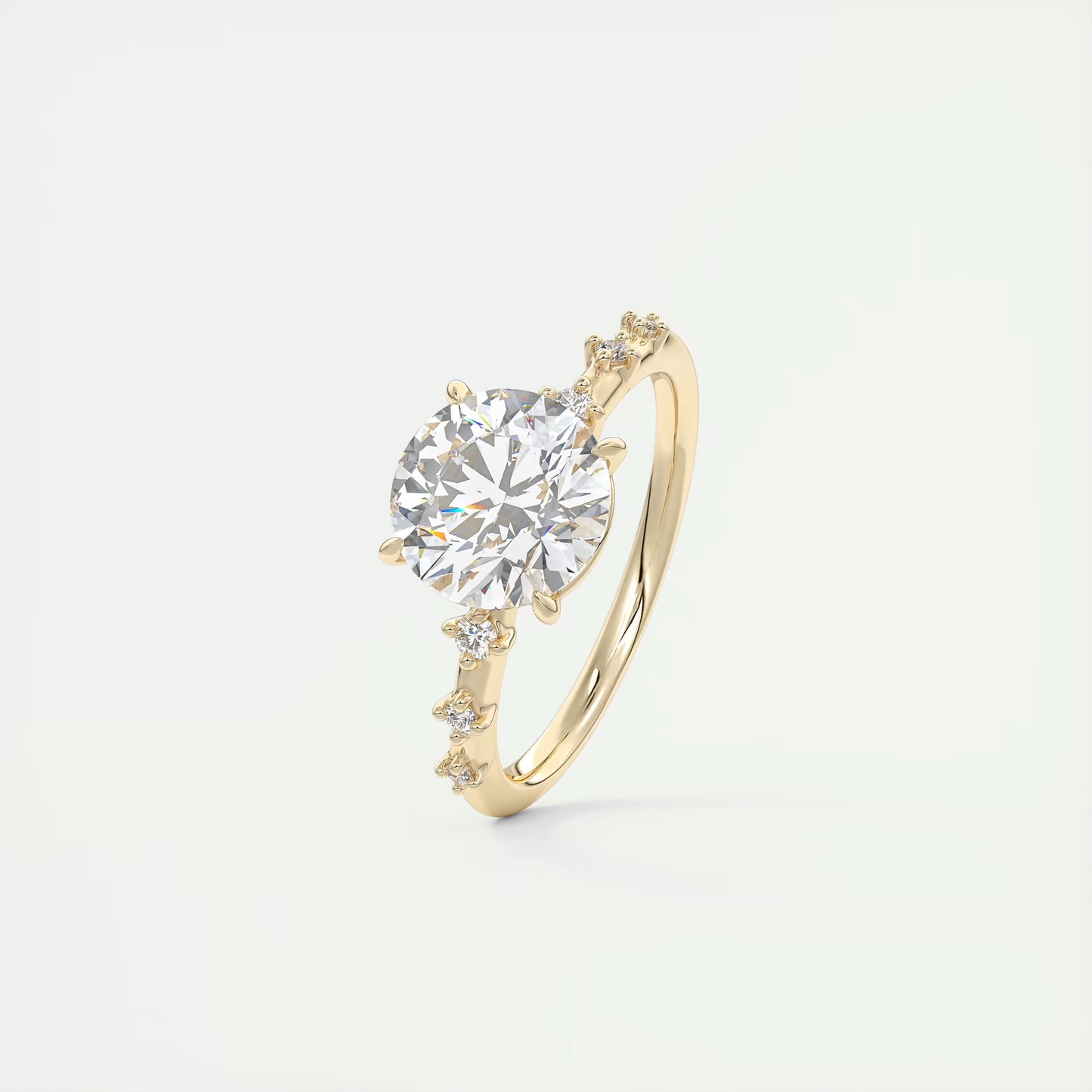 5-6 GM Round Solitaire Vintage Style Engagement Ring