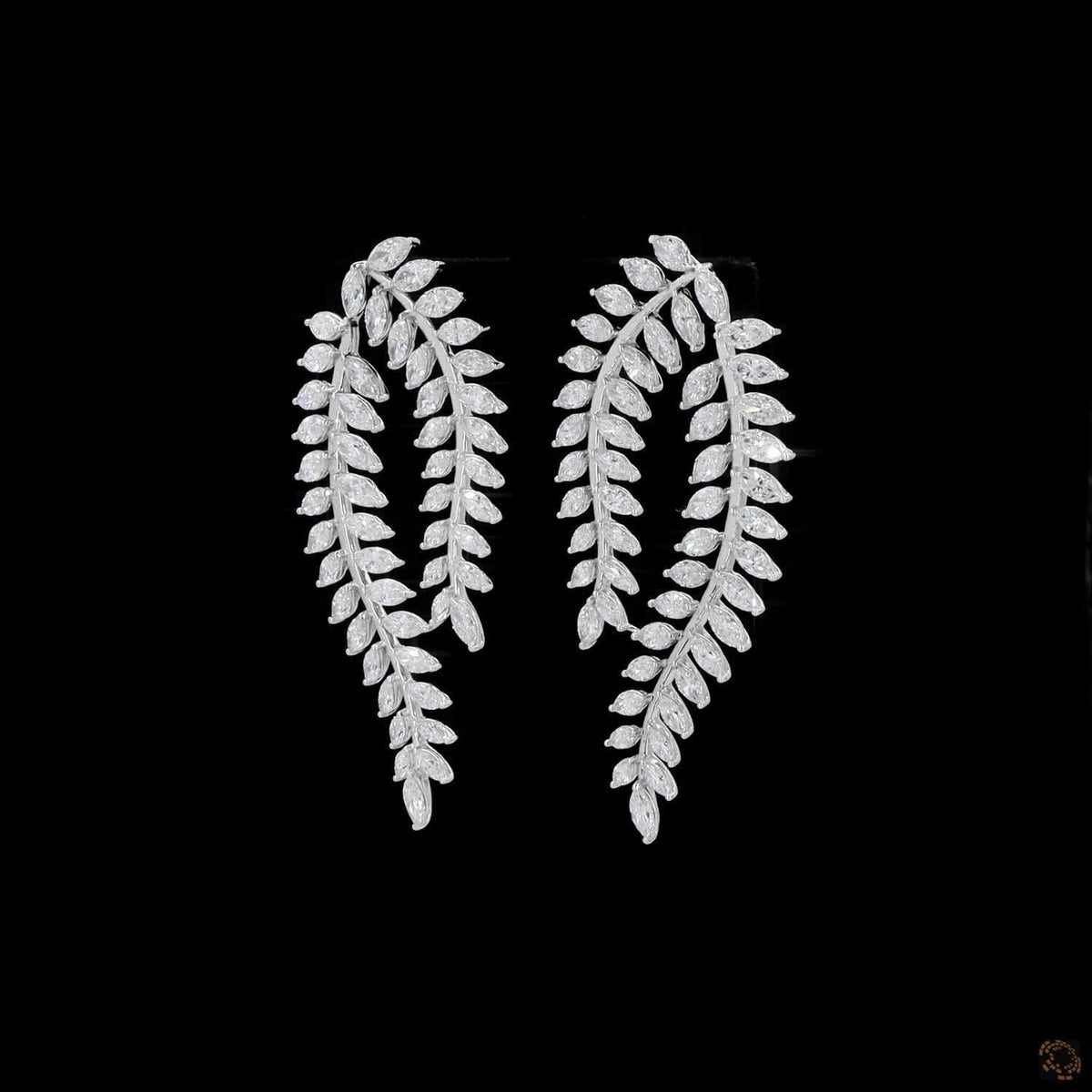 11.47 Ct Marquise Cut Diamond Leaf Drop Earrings | Luxury White Gold Vine Statement Earrings