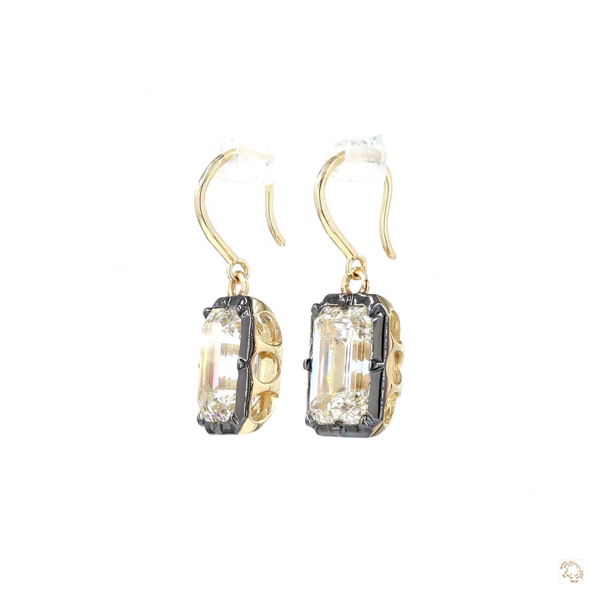 6 Ct Make a striking statement with these vintage-inspired emerald-cut diamond drop earrings