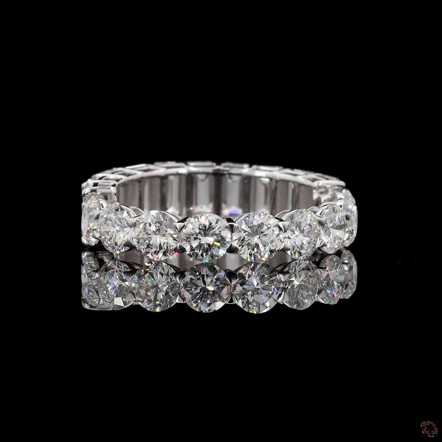 5.58 Ct Half Round Half Emerald Cut Diamond Eternity Ring | Multi-Shape Wedding Band in 14K White Gold