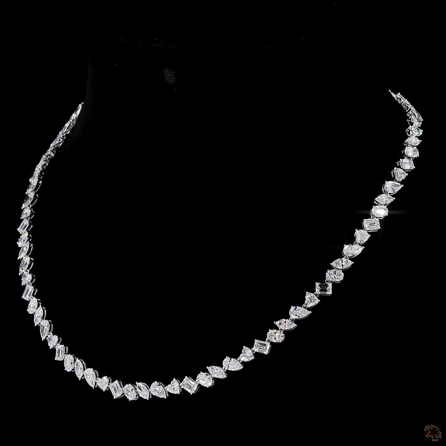 20.95 Ct Multi-Shape Fancy Cut Diamond Eternity Tennis Necklace