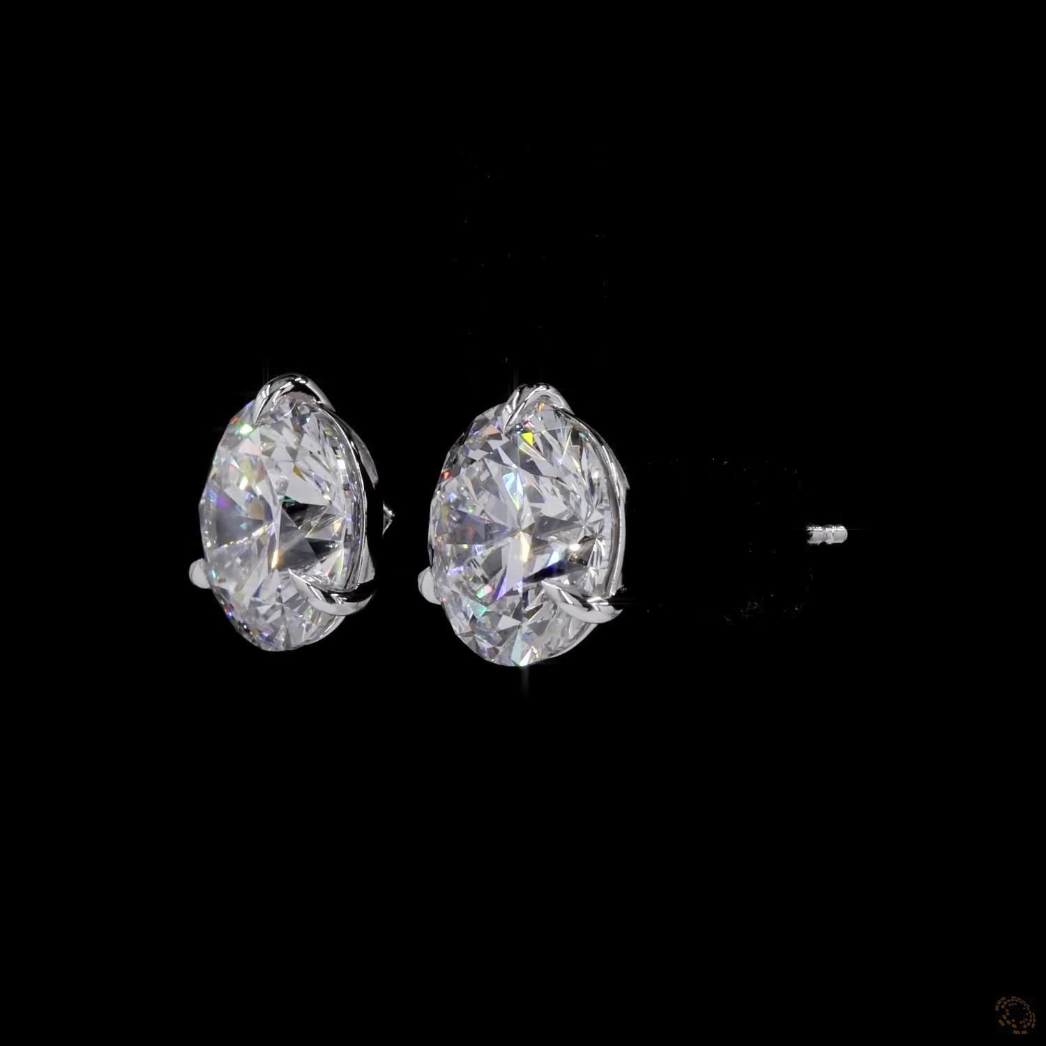 10.09 Ct Round Diamond Solitaire Stud Earrings, High-Polish 14K White Gold 3-Prong V-Basket Claw Studs for Women