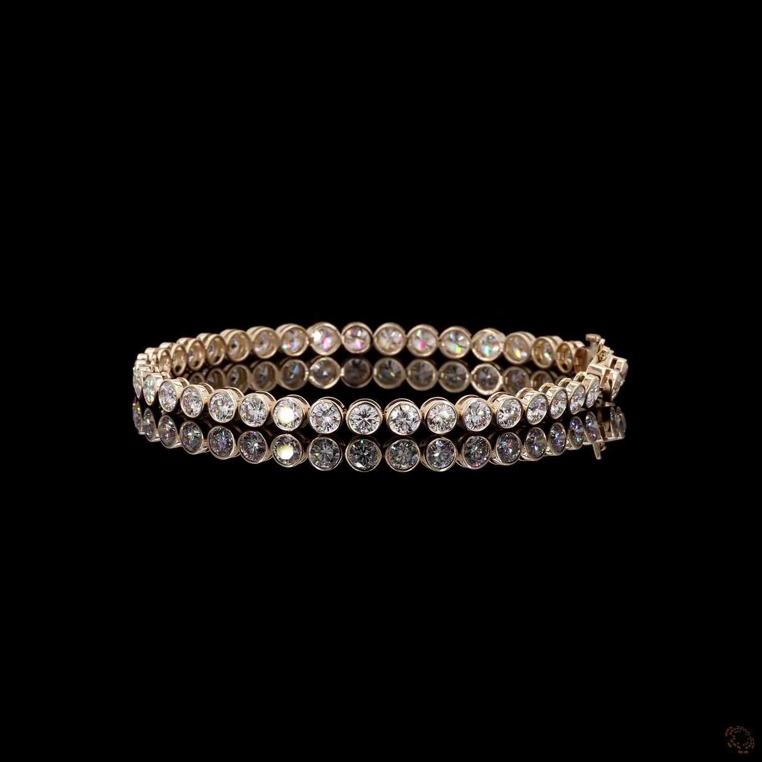 9.97 Ct Full protective bezel setting framing each round diamond with smooth, low-profile metallic edges for durability and maximum hold