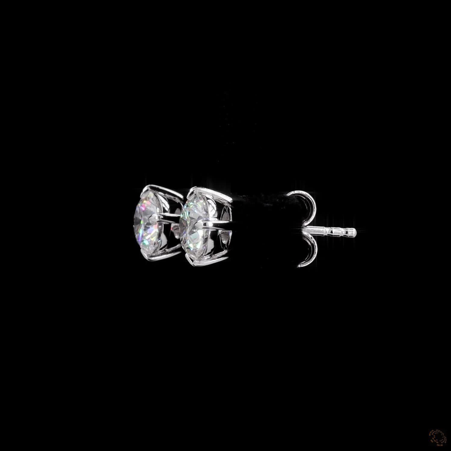 1.50 Ct Solid 14K White Gold Round Brilliant Cut Diamond Stud Earrings – Classic 4-Prong Claw Solitaire Studs