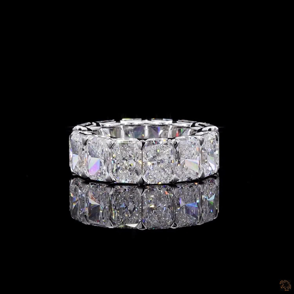 14.77 Ct Radiant Cut Elongated Cushion CutDiamond Eternity Band set in white gold