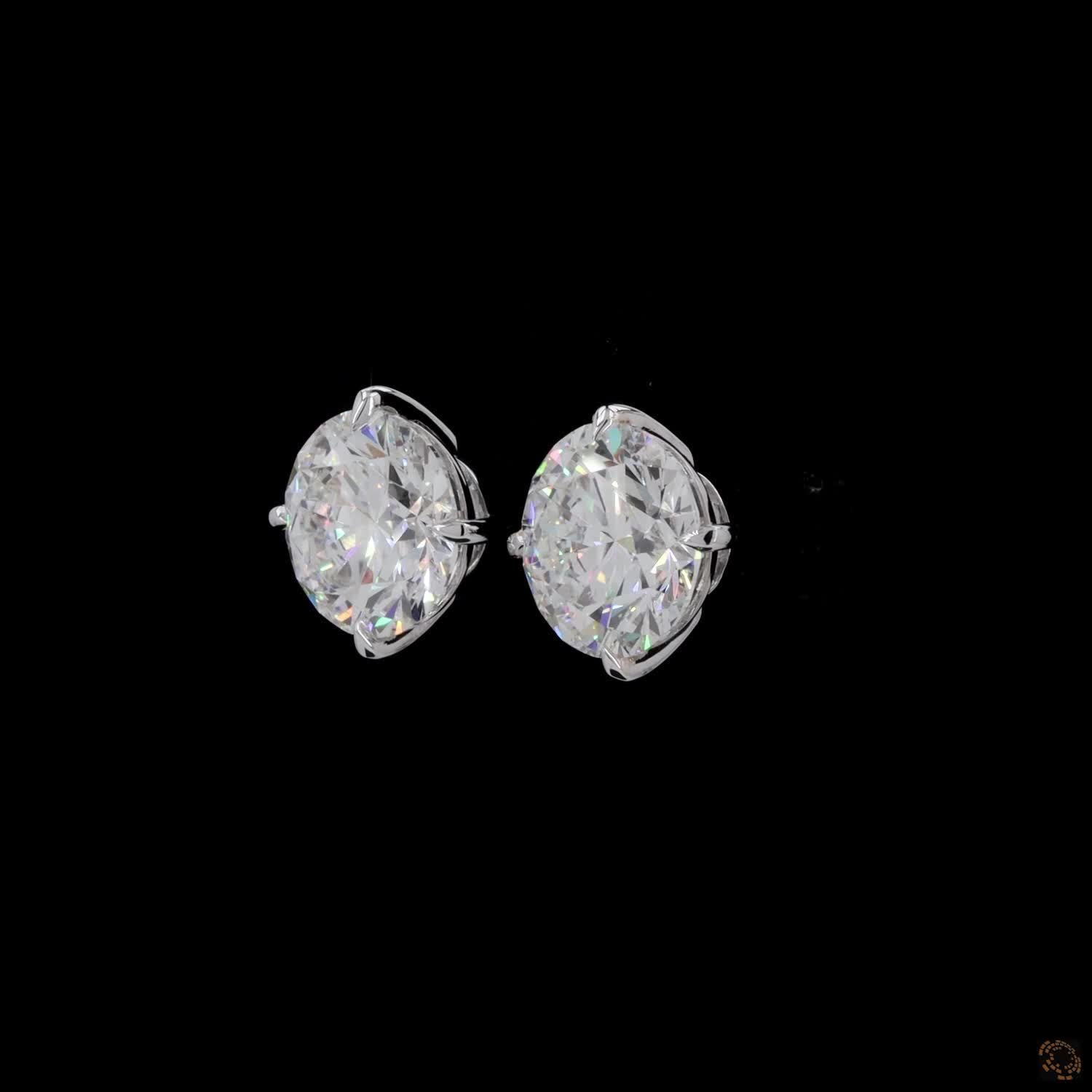 12.14 Ct White gold solitaire earrings, essential luxury diamond studs, lab grown round diamond studs, bridal diamond stud earrings