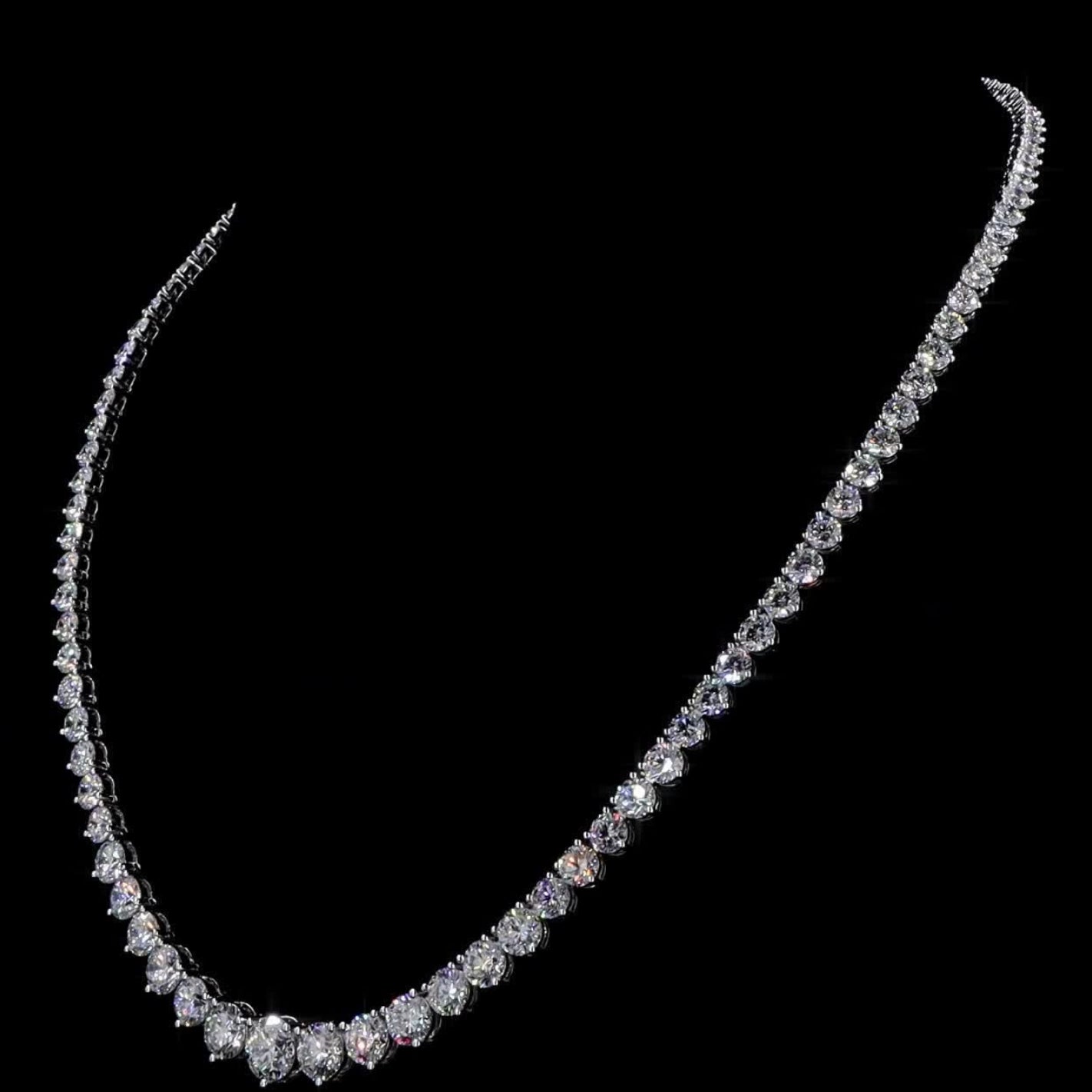 27.69 Cts 14K WHITE GOLD Round Shape Tennis Necklace