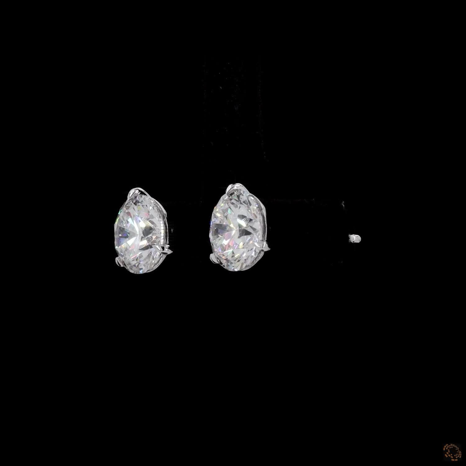4.13 Ct 14K WHITE GOLD Round Shape Studs Earring