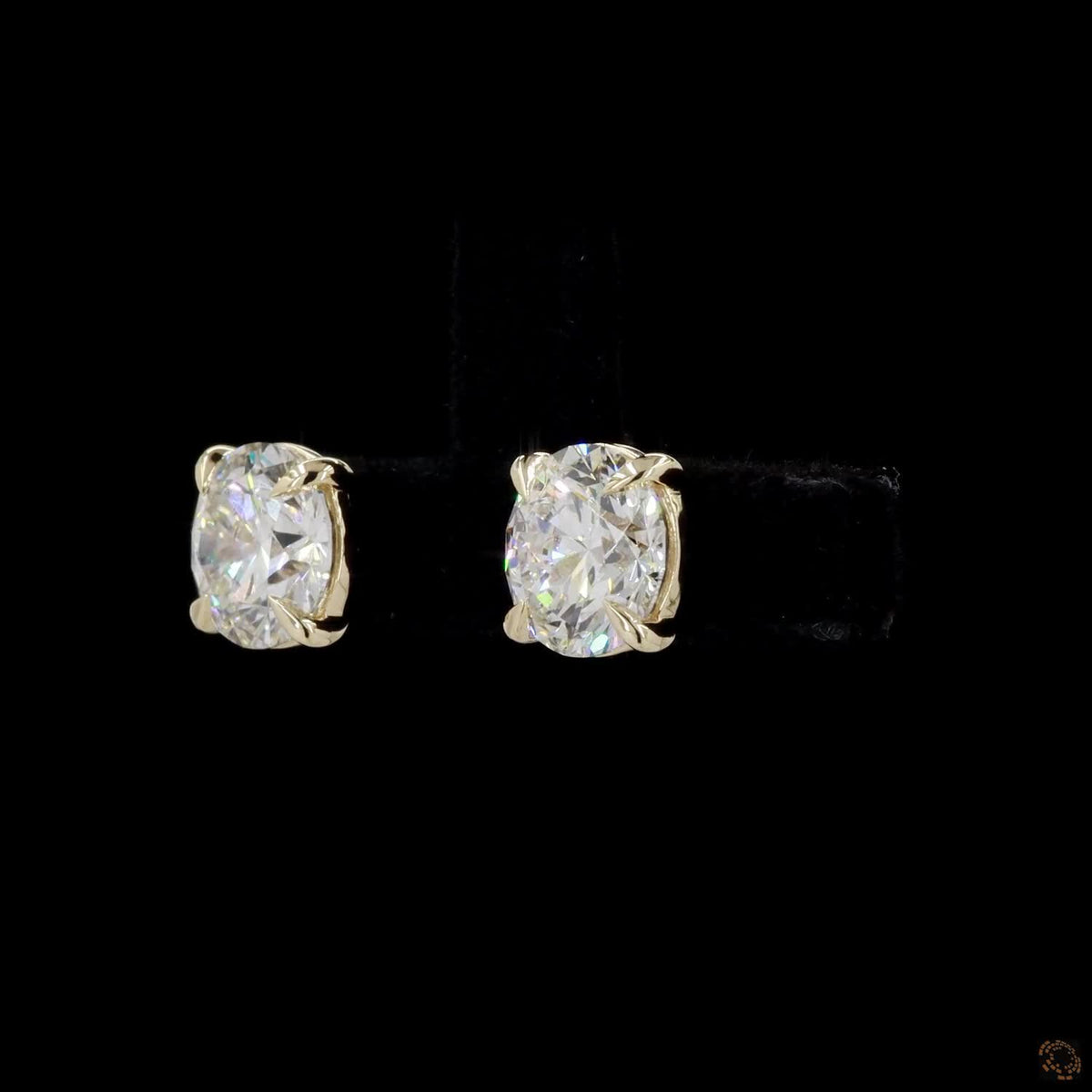 3.03 Ct 4 Prong Martini Earrings 14K Yellow Gold
