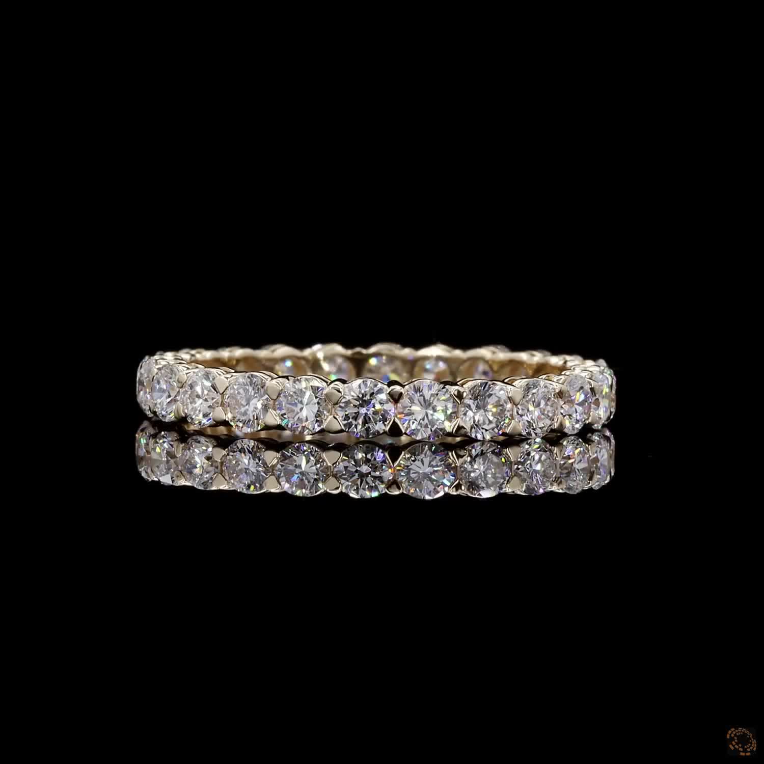 1.56 Ct 14K White Gold Round Brilliant Cut Diamond Eternity Wedding Band | Shared Prong Full Eternity Ring