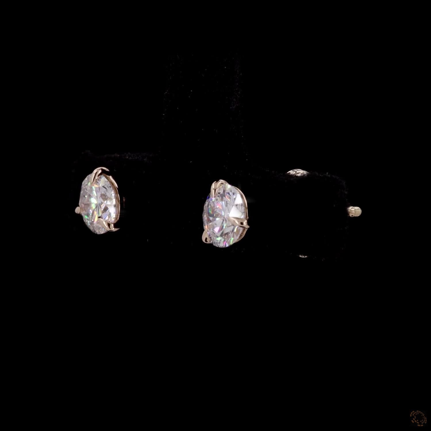 0.99 Ct Yellow Gold Round Cut Solitaire Stud Earrings in 3-Prong Martini Setting