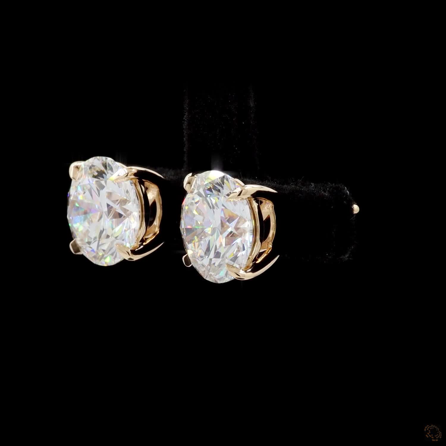 7.15 Ct Round Diamond Solitaire Stud Earrings, High-Polish 14K Yellow Gold 4-Prong Claw Earrings for Women