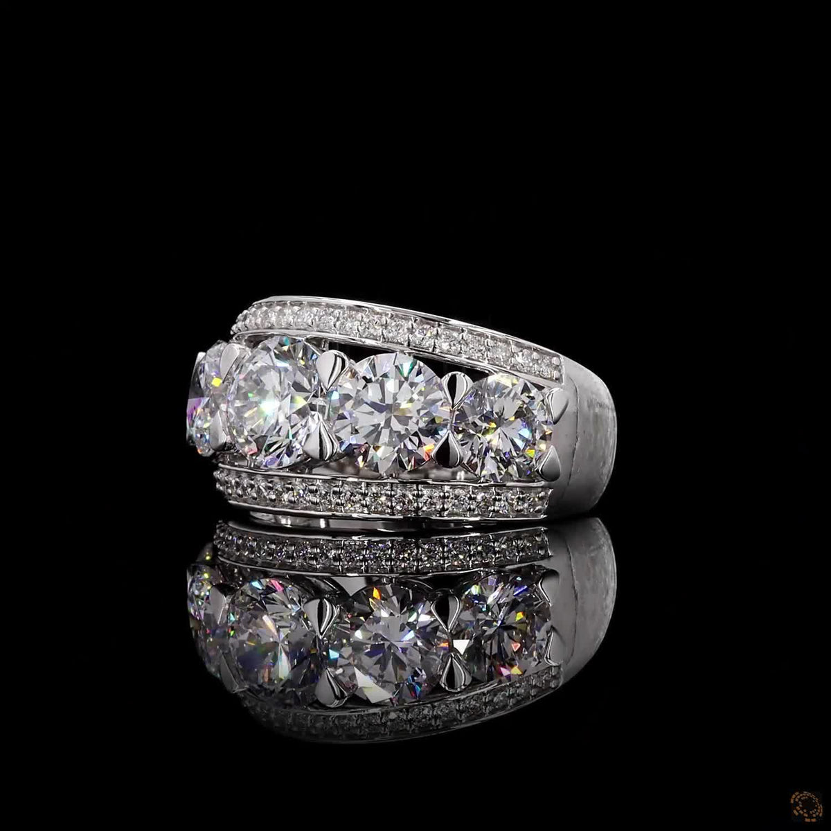 4.00 Ct Round Brilliant Cut Triple Row Engagement Ring
