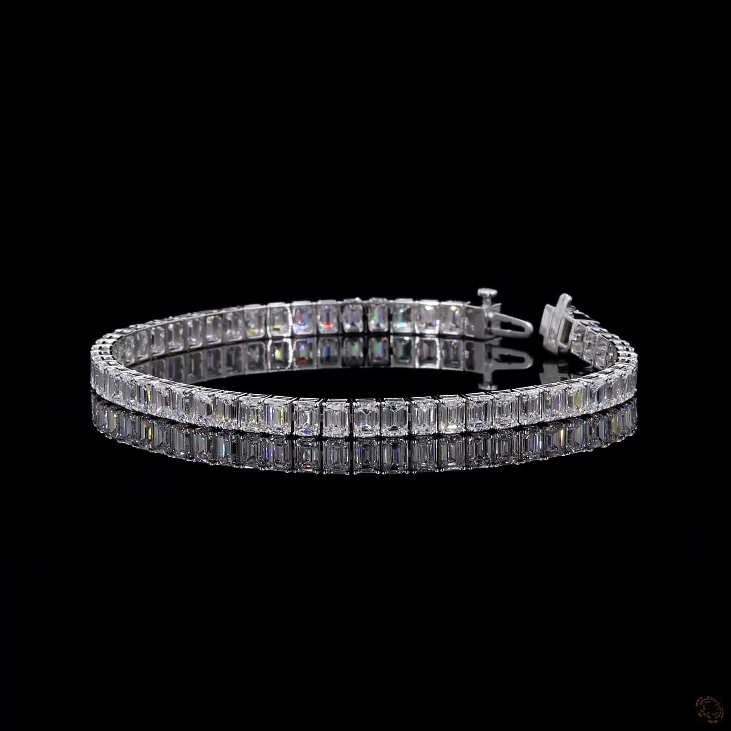 12.01 Ct Emerald Cut Diamond Tennis Bracelet in White Gold
