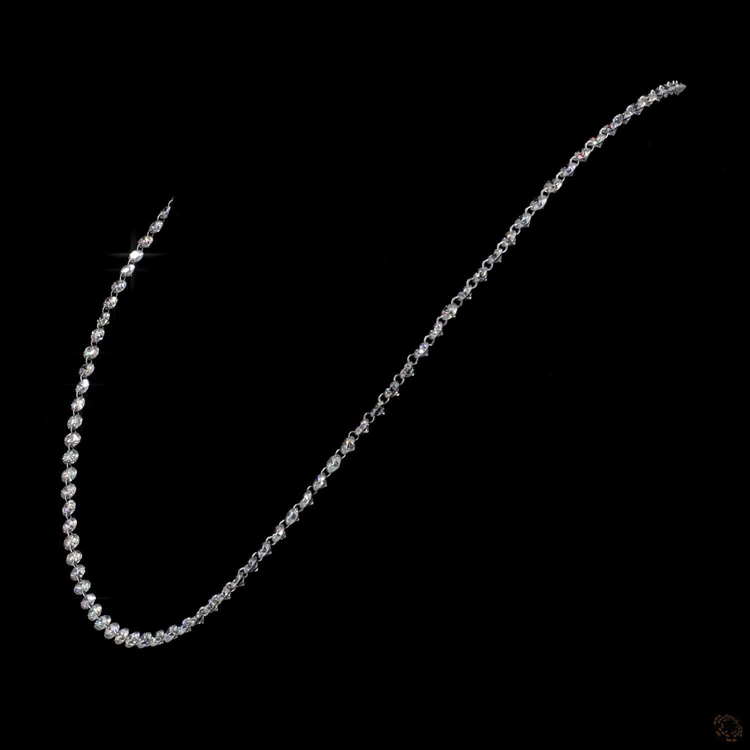 19.40 Ct white gold graduated tennis necklace, round diamond Riviera necklace, delicate prong set diamond strand, floating diamond choker, white gold diamond tennis necklace