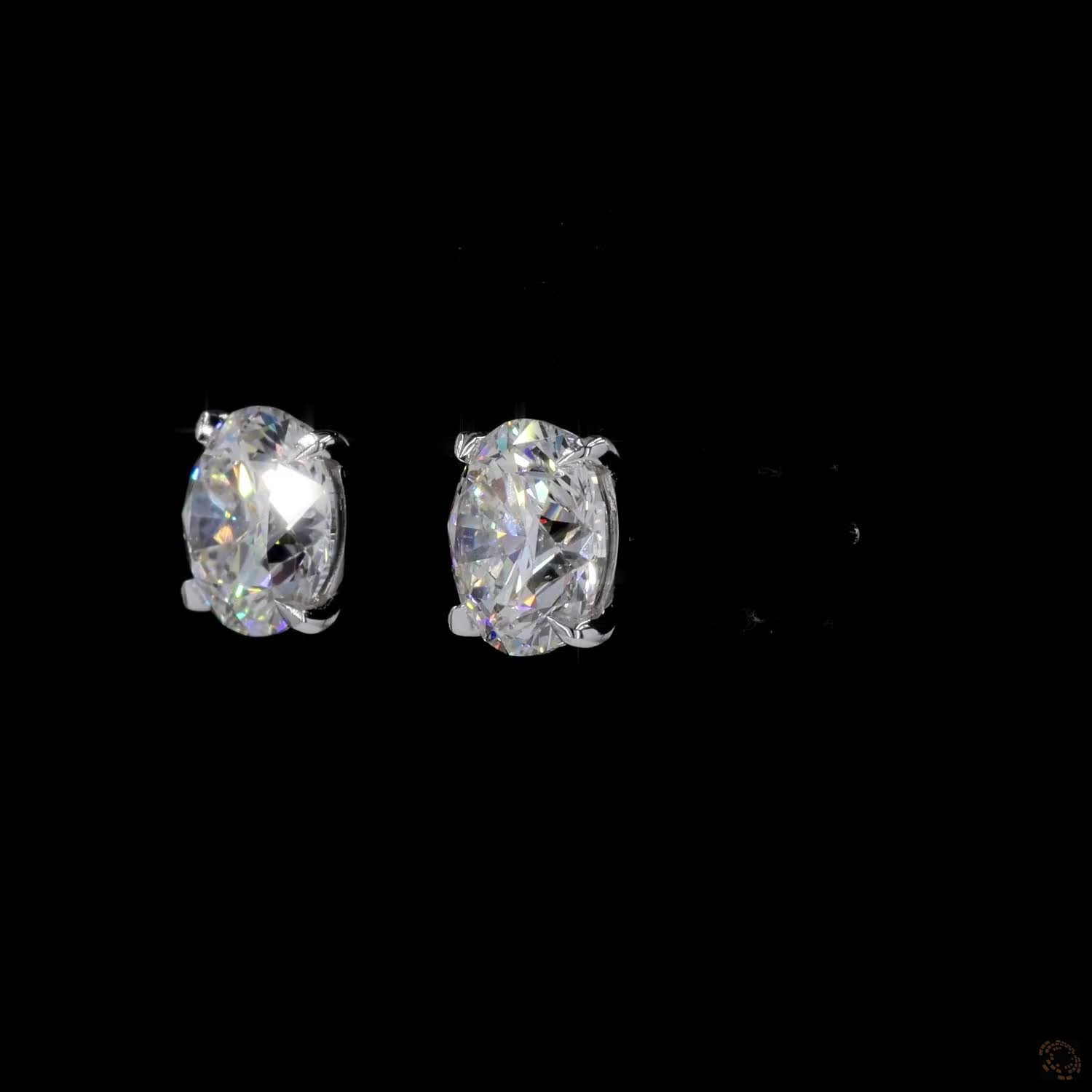 5.03 Ct Diamond Solitaire Stud Earrings, High-Polish 14K White Gold Compass Prongs for Women
