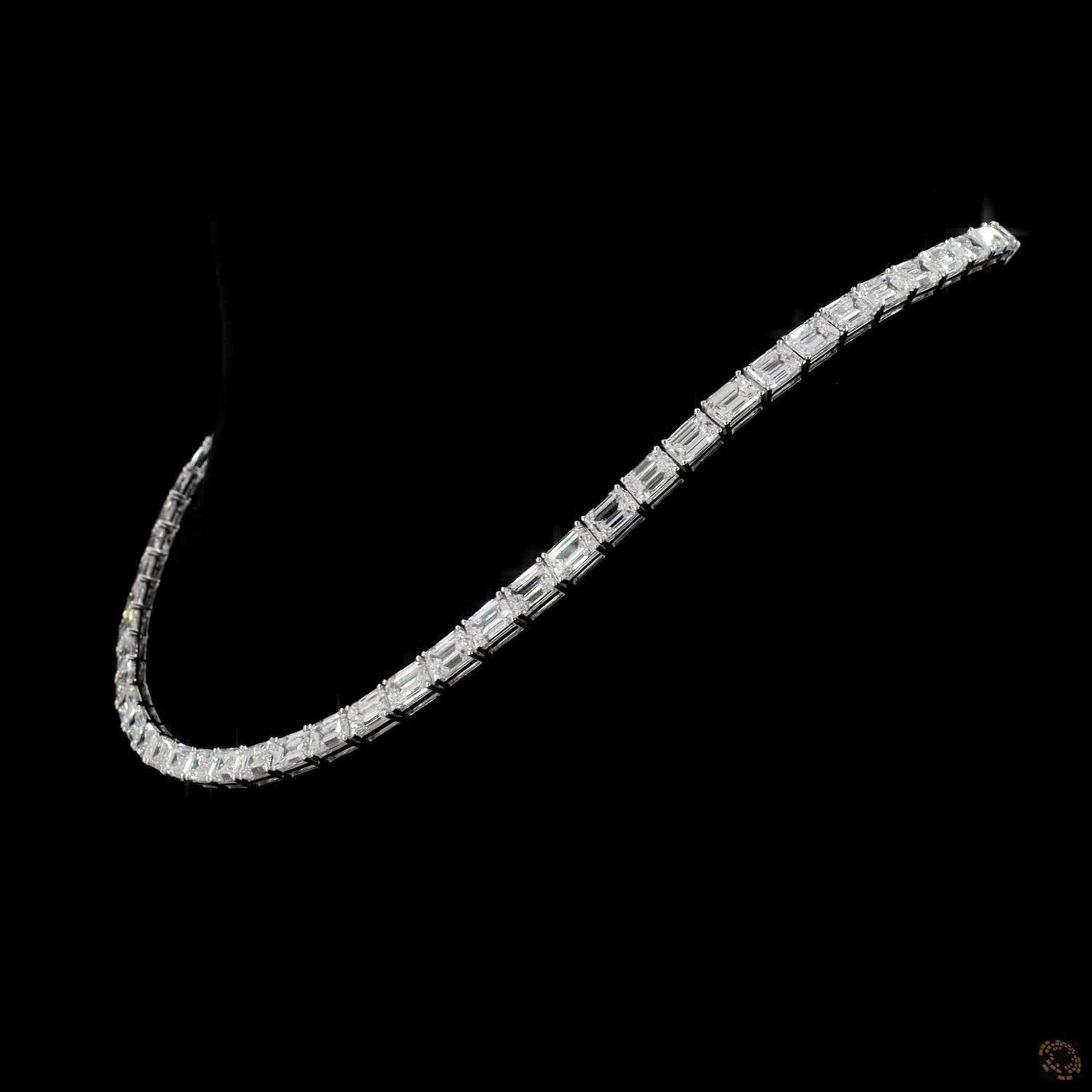 34.83 Ct Horizontal Emerald Cut Lab-Grown Diamond Eternity Tennis Necklace (Copy)