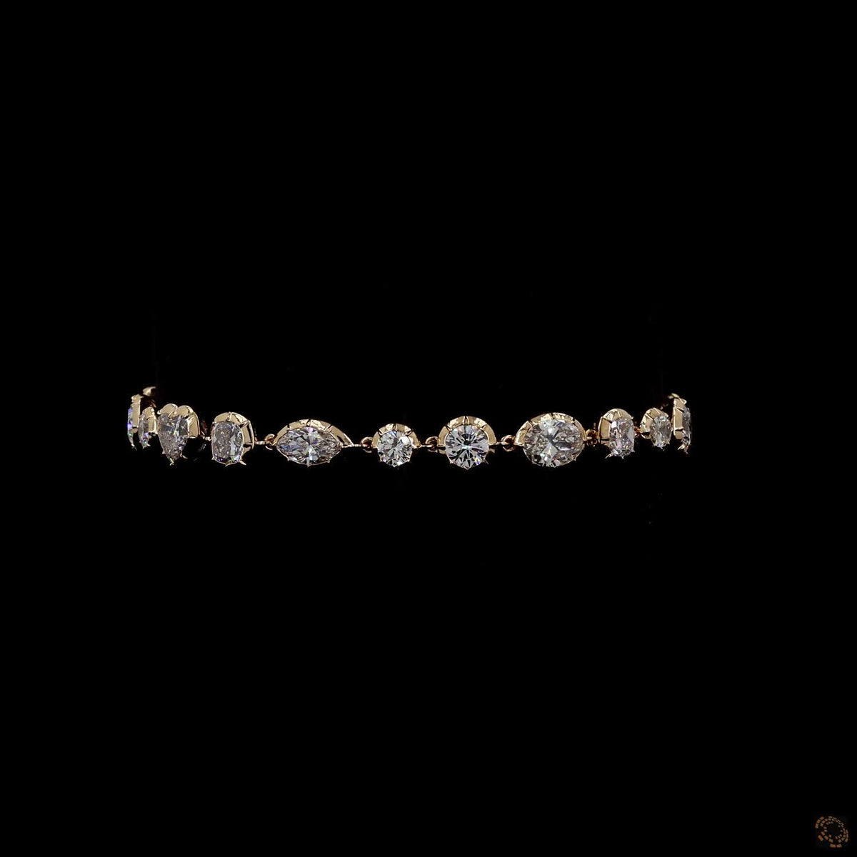 9.47 Ct Multi-Shape Diamond Station Bracelet in Yellow Gold