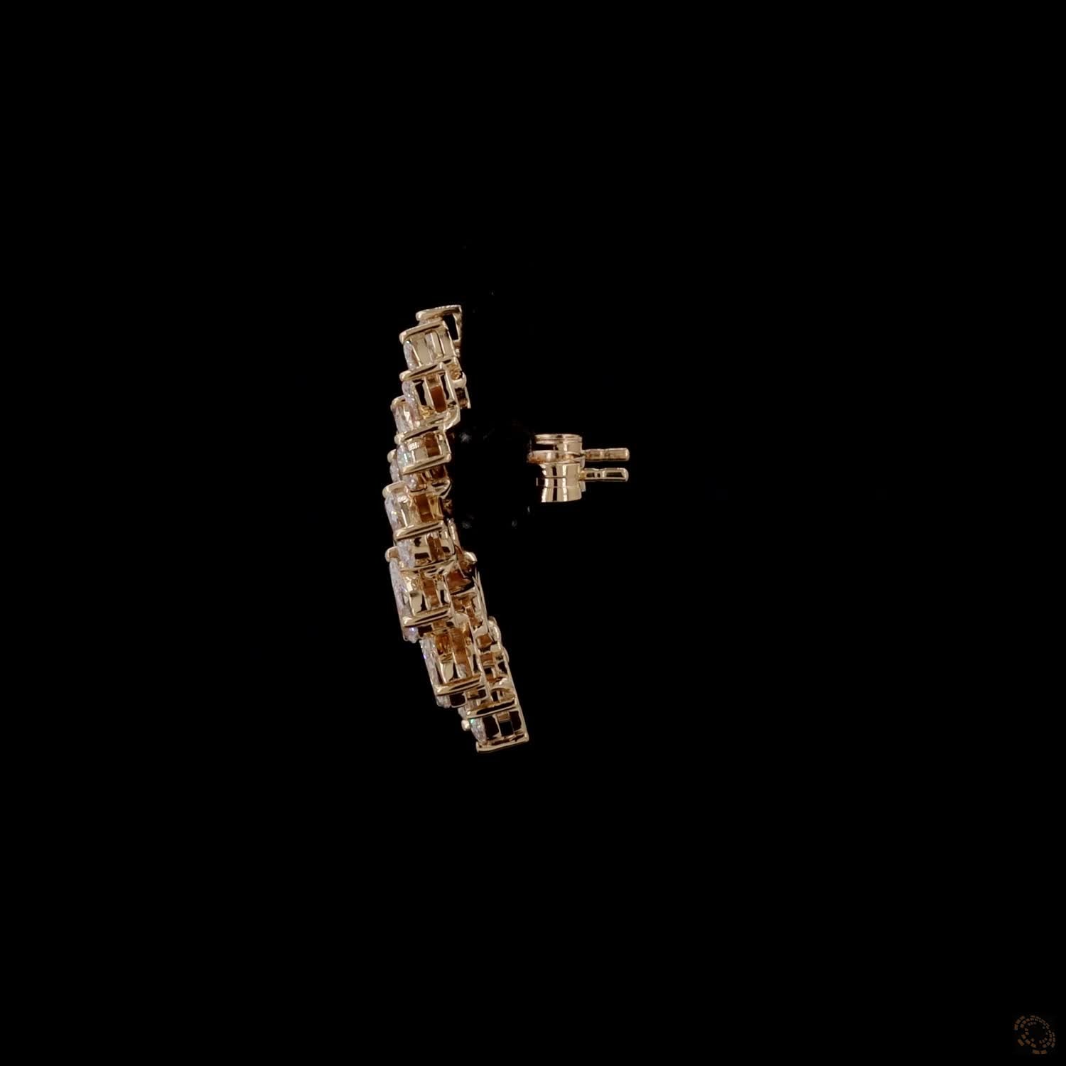 4.4 Ct Multi-Shape Ear Crawlers, Yellow Gold Leaf Cluster Earrings, Statement Bridal Vine Jewelry